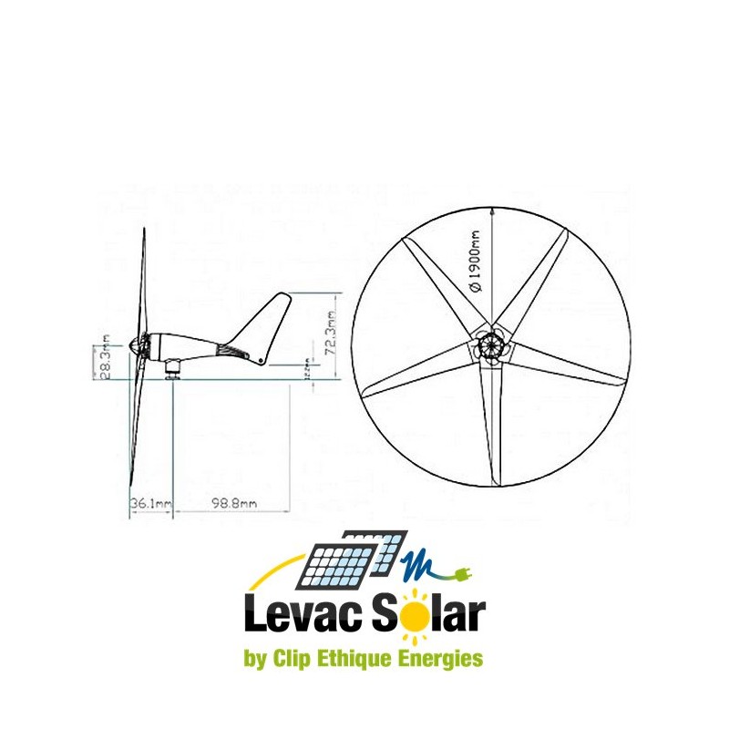 dimensions et schéma technique de l'éolienne 2000 de Newmeil